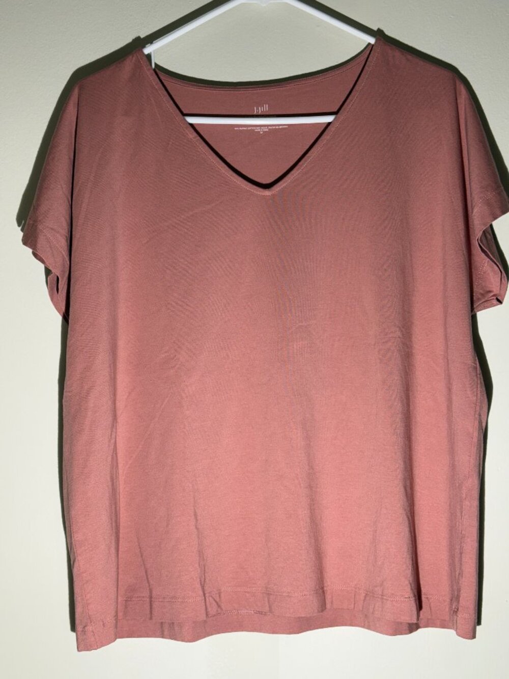 J. Jill Luxe Supima V-Neck Easy Tee | Rose Pink Mauve | Medium